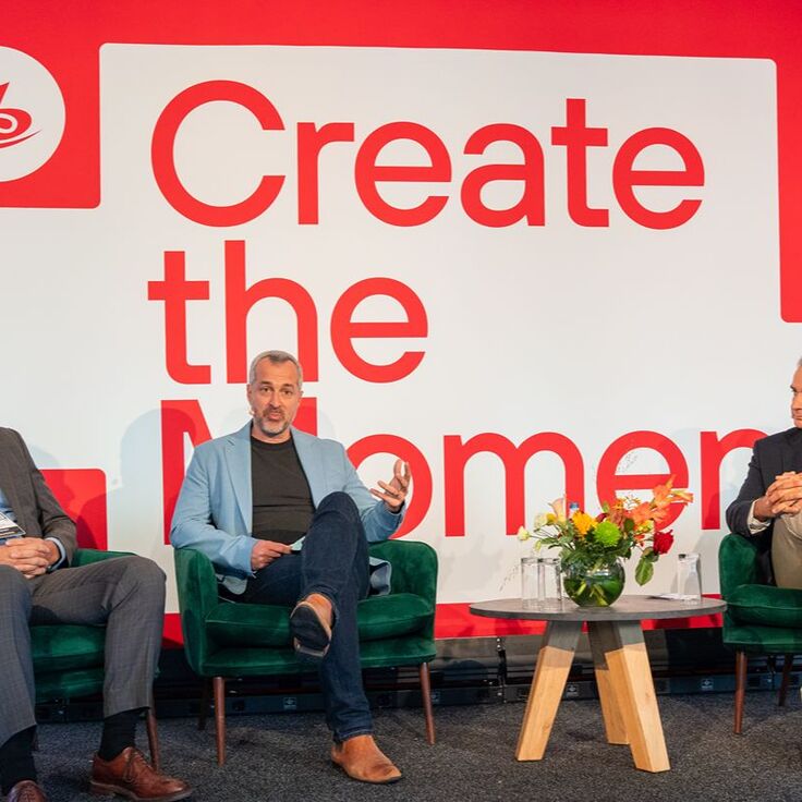 L-R Sotiris Salamouris, CTO, OBS, Damian Cronan, CDIO,  ABC, Laurent Colombani, Bain & Co 